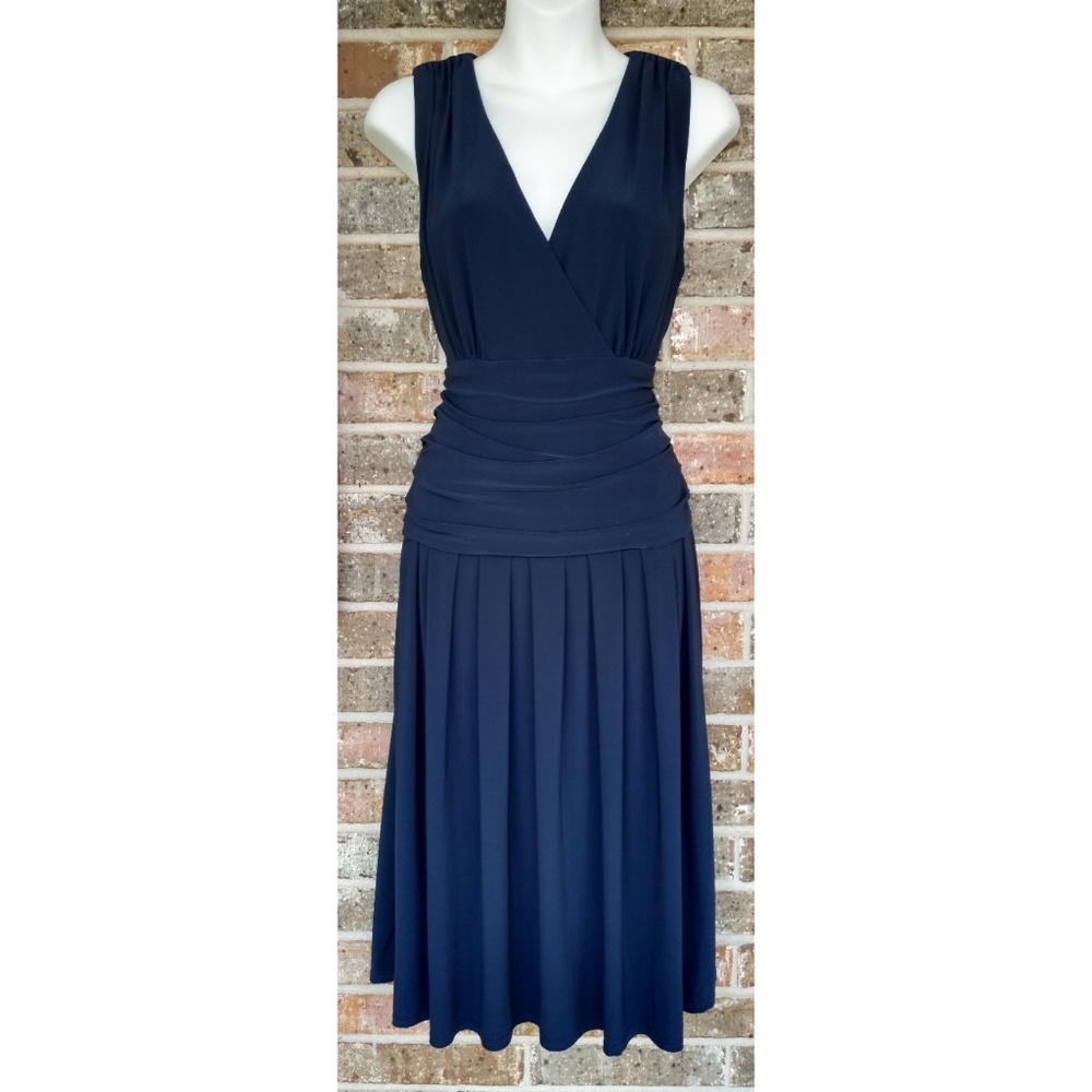 Eliza J Navy v neck dress